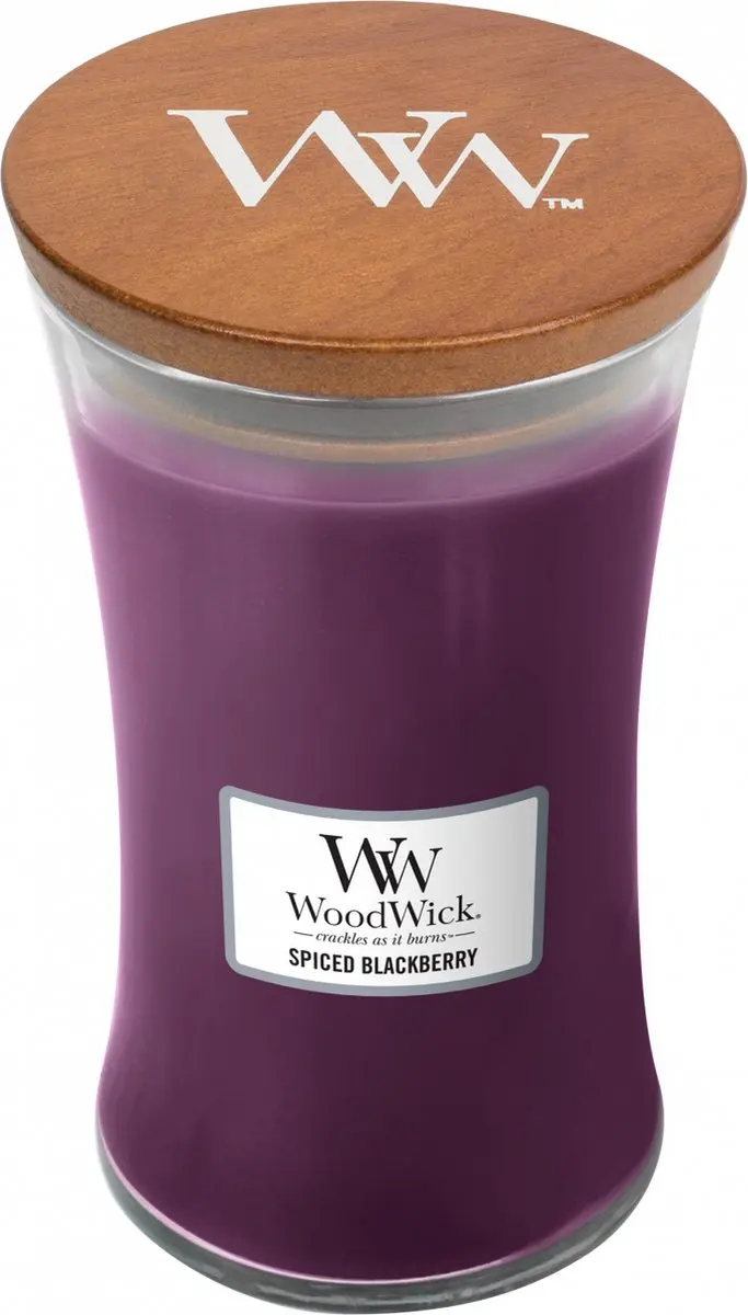 WoodWick Large Hourglass Geurkaars Spiced Blackberry - 130 Branduren - afbeelding 4 van 6