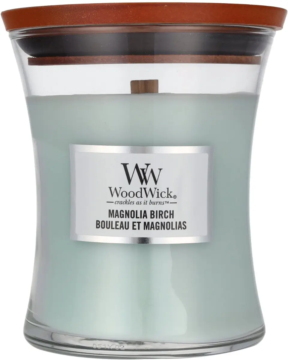WoodWick Magnolia Birch Medium Geurkaars 60 uur - afbeelding 4 van 4