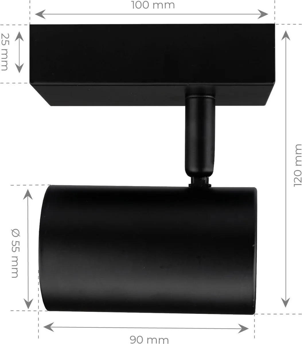 Ledvion LED Plafondspot GU10 1-lichts - Zwart