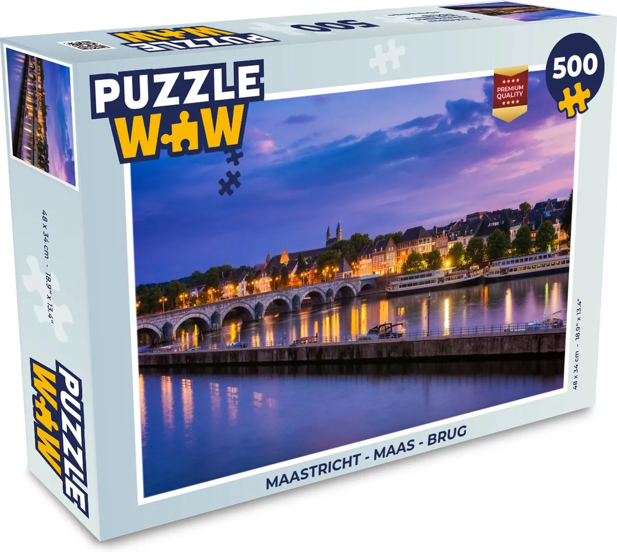 PuzzleWow Maastricht Maas Brug Legpuzzel 500 Stuks - Multicolor