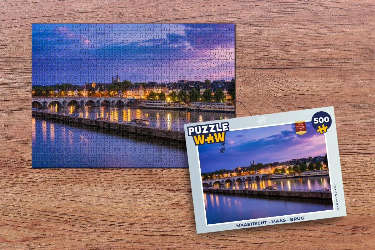 PuzzleWow Maastricht Maas Brug Legpuzzel 500 Stuks - Multicolor