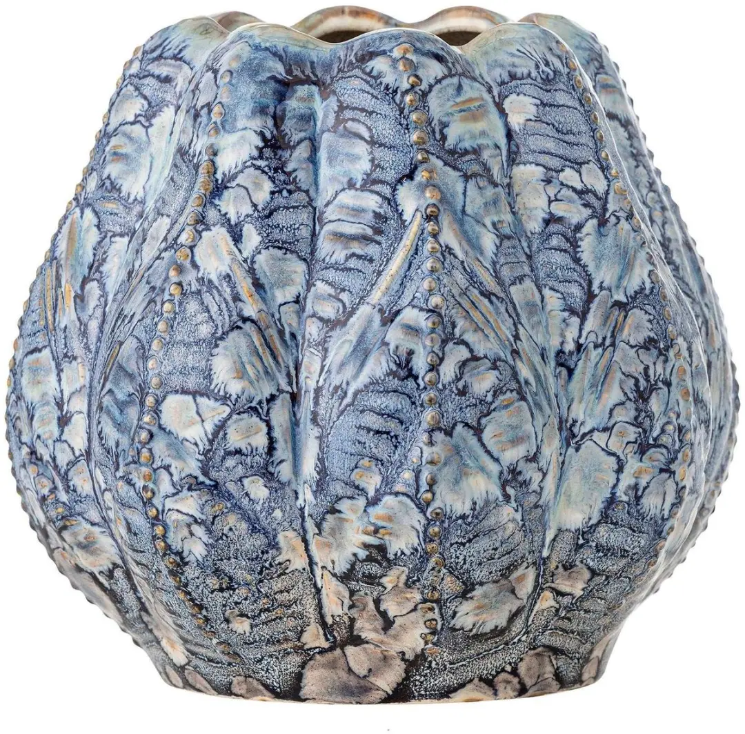 Bloomingville Hetty Vaas - Aardewerk - Blauw - 20cm - afbeelding 2 van 4