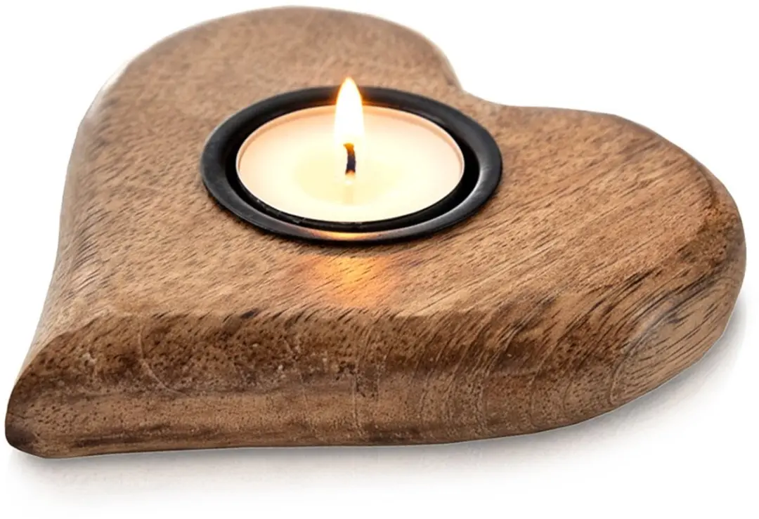 Kandelaar Houten voor Waxinelichtje MANGO 12,5x12 cm