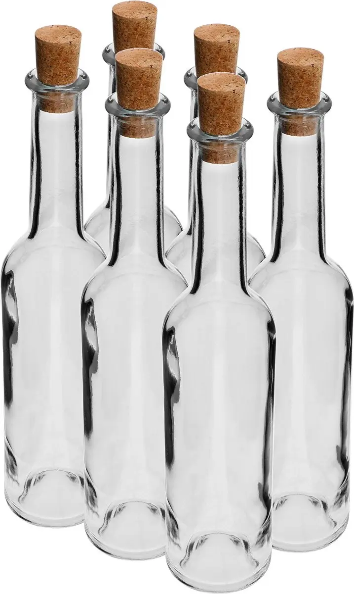 Browin glazen fles 350ml met kurk- 6 stuks