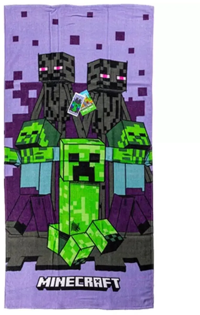 Minecraft Strandlaken paars 70 x 140 cm
