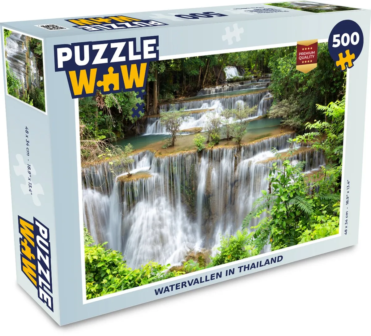 PuzzleWow Watervallen Thailand Legpuzzel 500 Stuks - Multicolor