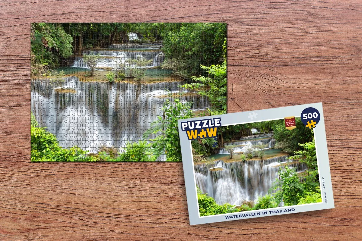 PuzzleWow Watervallen Thailand Legpuzzel 500 Stuks - Multicolor