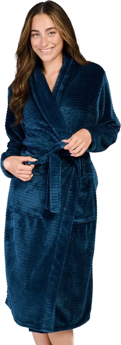 Ten Cate Basics badjas smokey teal voor Dames