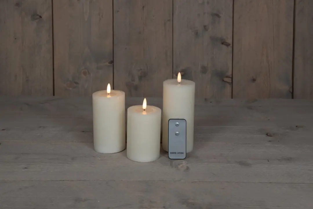 Anna's Collection LED Stompkaarsen Oslo - 3 Stuks - Ivoor - afbeelding 5 van 6