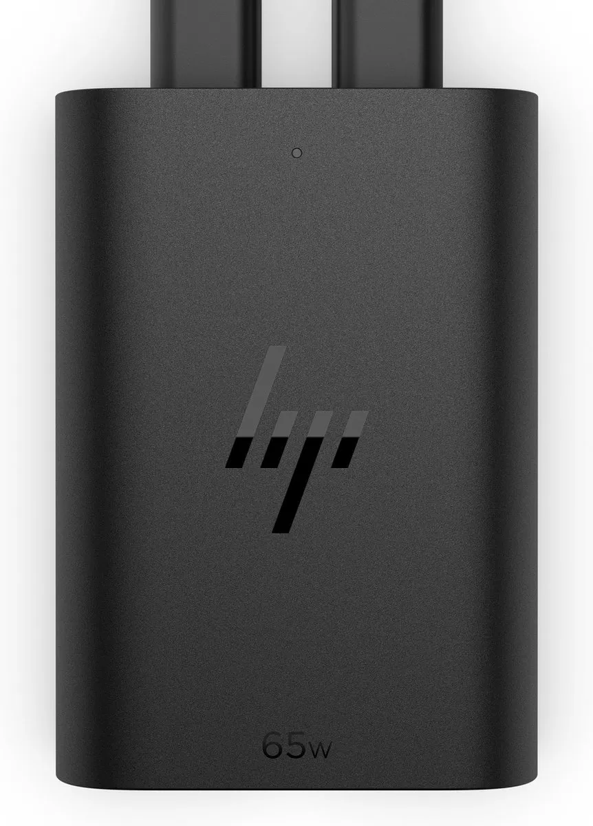 HP 65W GaN USB-C Laptopoplader - 2x USB-C - Zwart