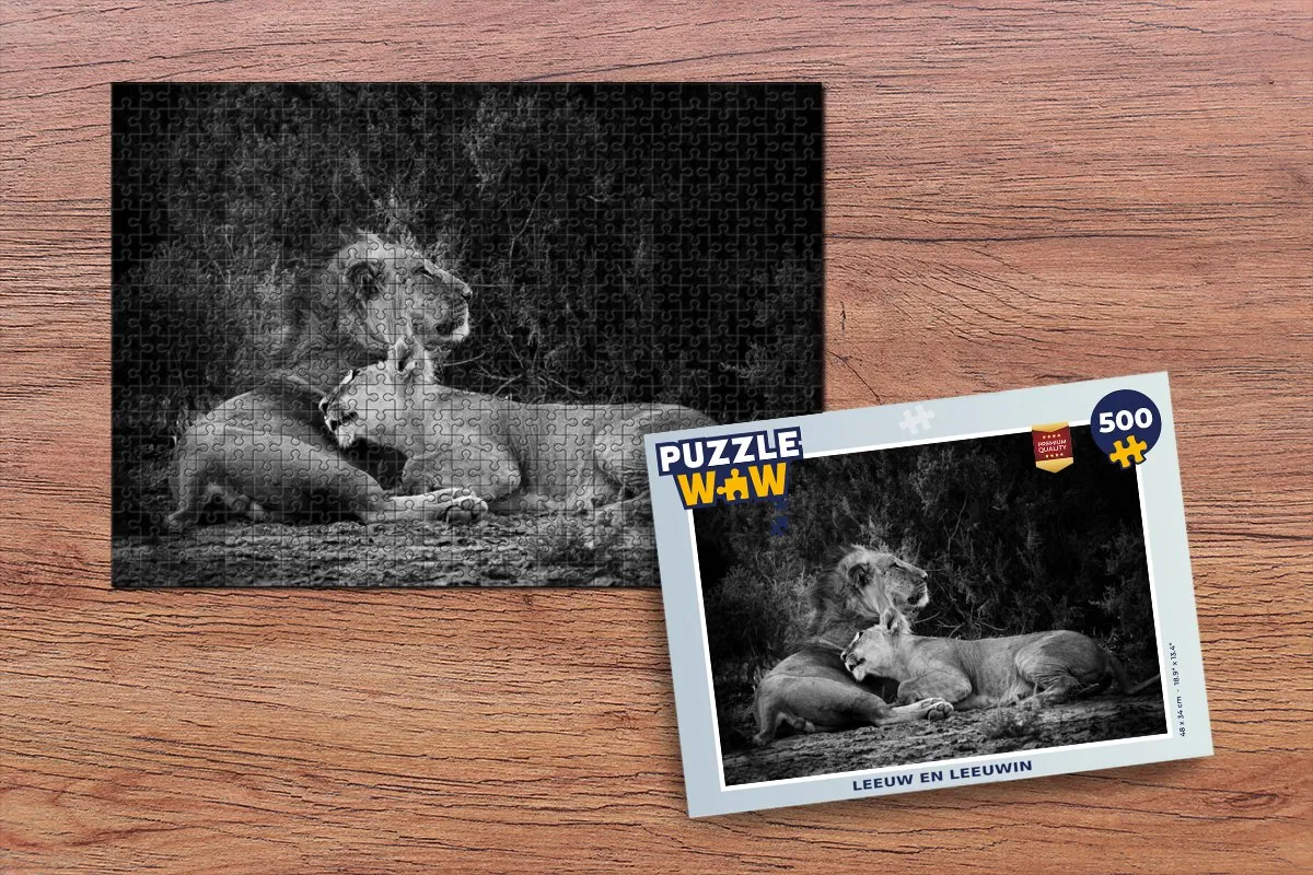 PuzzleWow Leeuwen Wilde Dieren Legpuzzel 500 Stuks - Multicolor