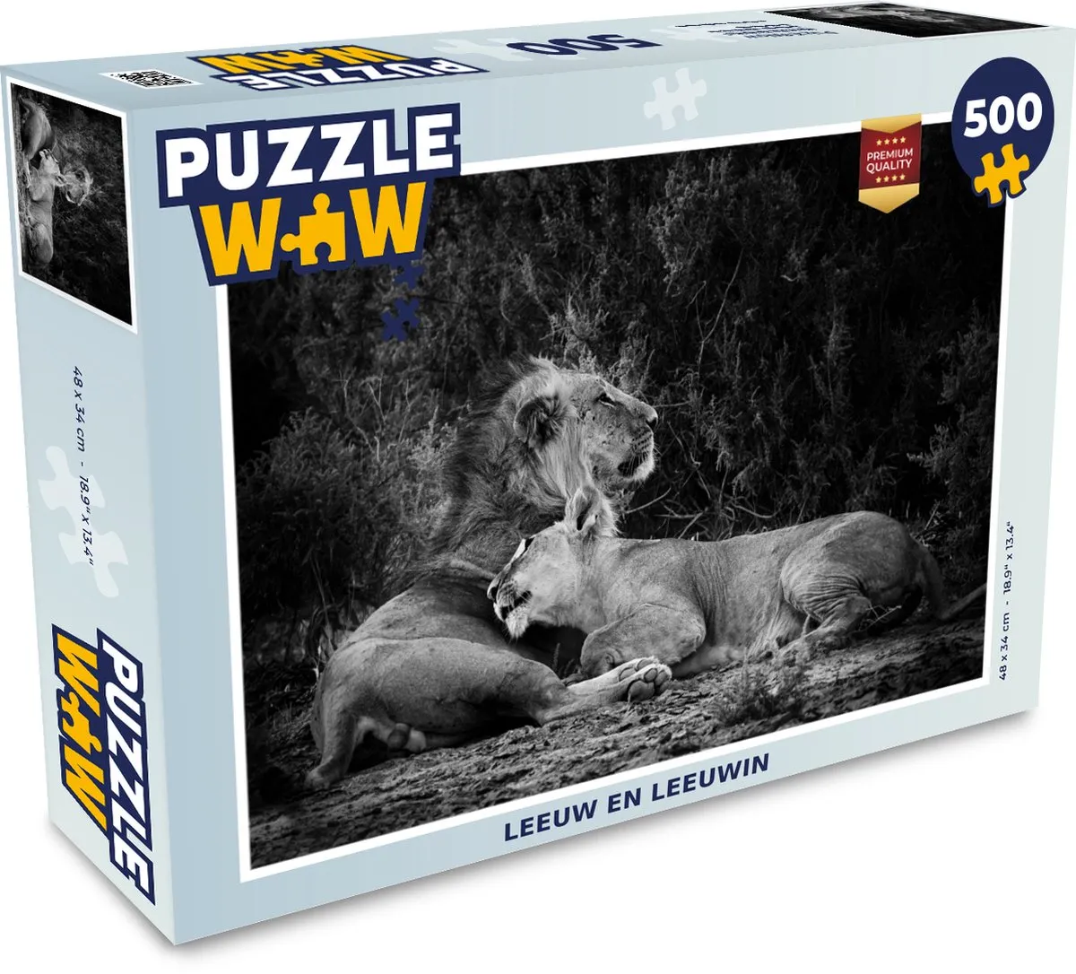 PuzzleWow Leeuwen Wilde Dieren Legpuzzel 500 Stuks - Multicolor