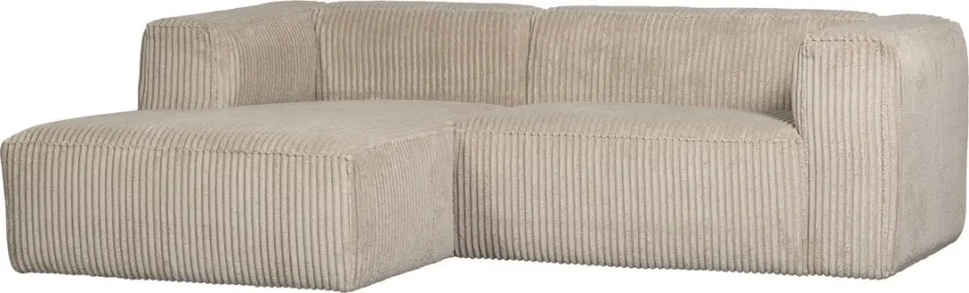 WOOOD Bean Chaise Longue Bank Links - Ribstof - Travertin - 73x254x178