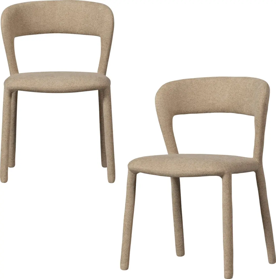 WOOOD Noble Eetkamerstoelen - Polyester - Zand - Set van 2