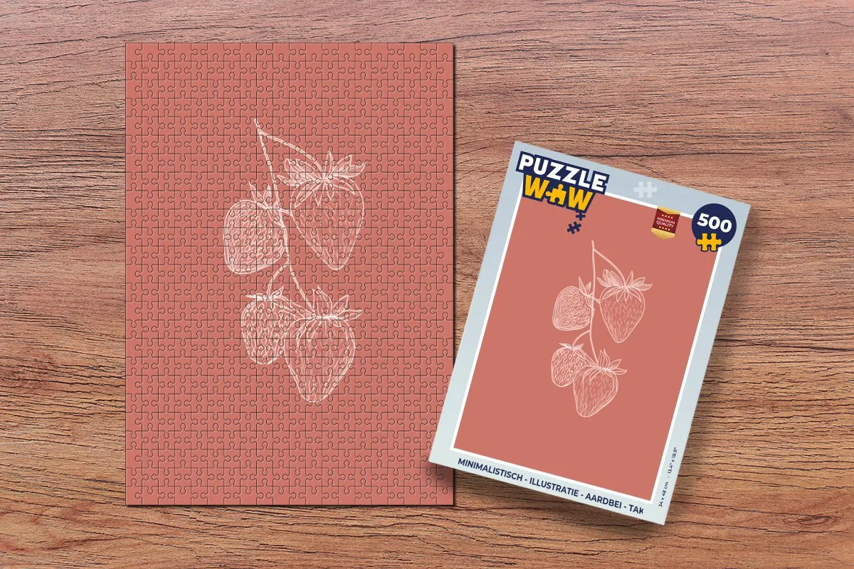 PuzzleWow Minimalistisch Aardbei Tak Legpuzzel 500 Stuks - Aardbeien