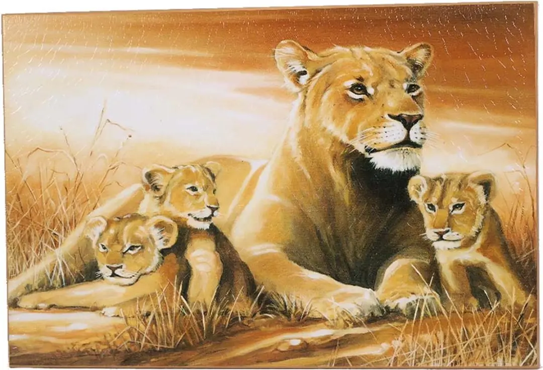 PIA Soft Toys schilderij Leeuwin + 3 welpjes