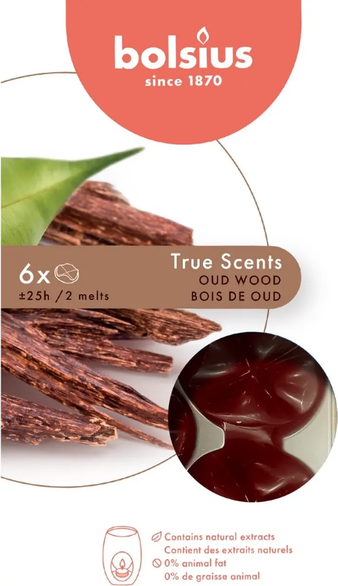 Bolsius True Scents Waxmelts Oud Wood - 6 Stuks - afbeelding 2 van 3