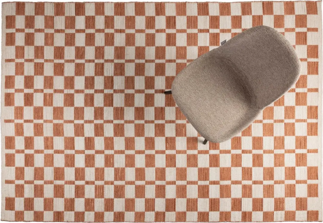 Zuiver Checker Vloerkleed 160x230cm - Beige - afbeelding 5 van 6