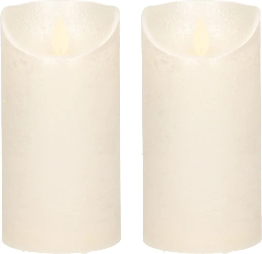 Anna's Collection Led kaars/stompkaars - 2x - creme/parel wit - H15 x D7,5 cm - wax - bewegende vlam