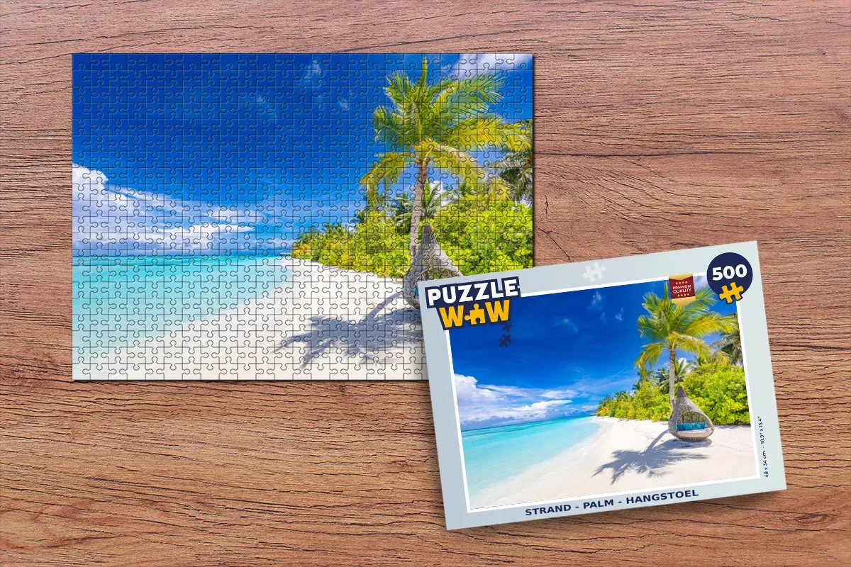 PuzzleWow Strand Palm Hangstoel Legpuzzel 500 Stuks - Multicolor