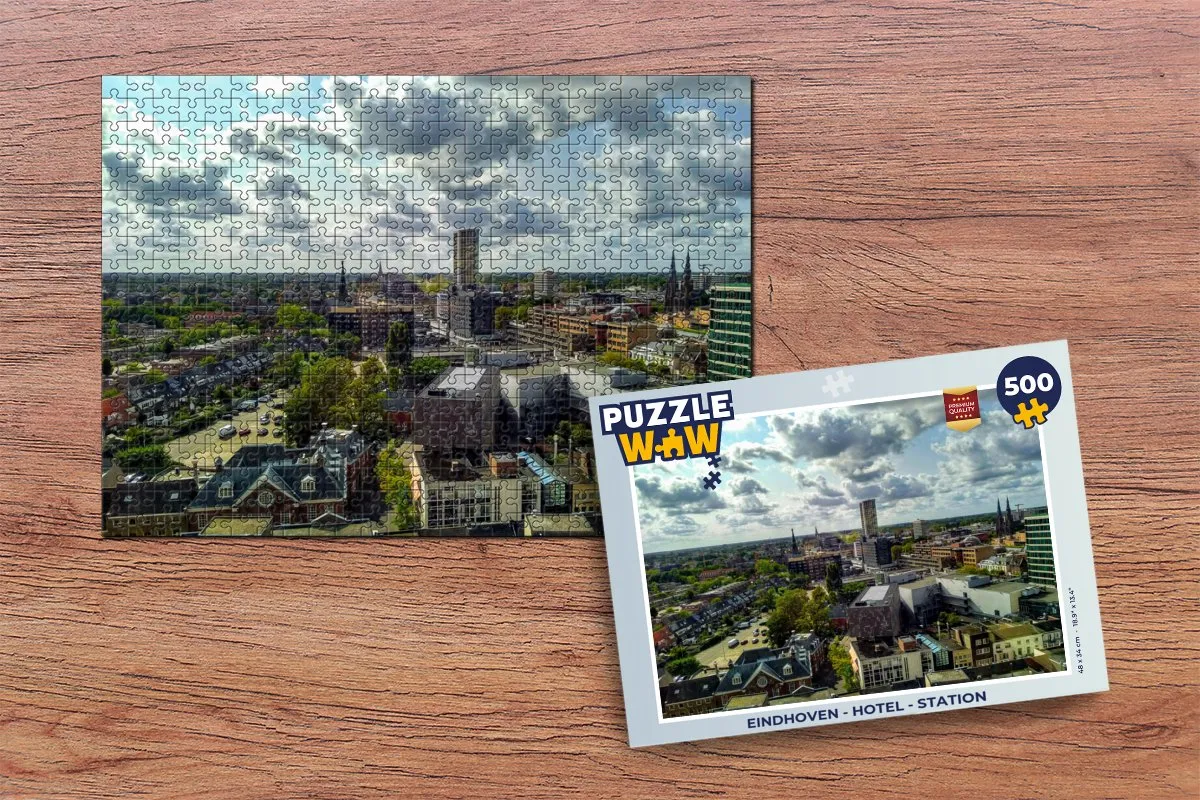 PuzzleWow Eindhoven Hotel Station Legpuzzel 500 Stuks - Multicolor