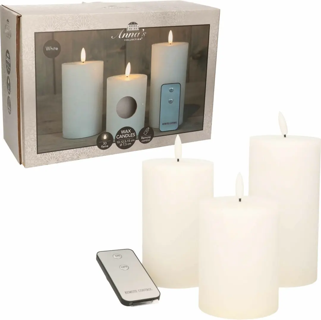 Anna's Collection LED Stompkaarsen met afstandsbediening