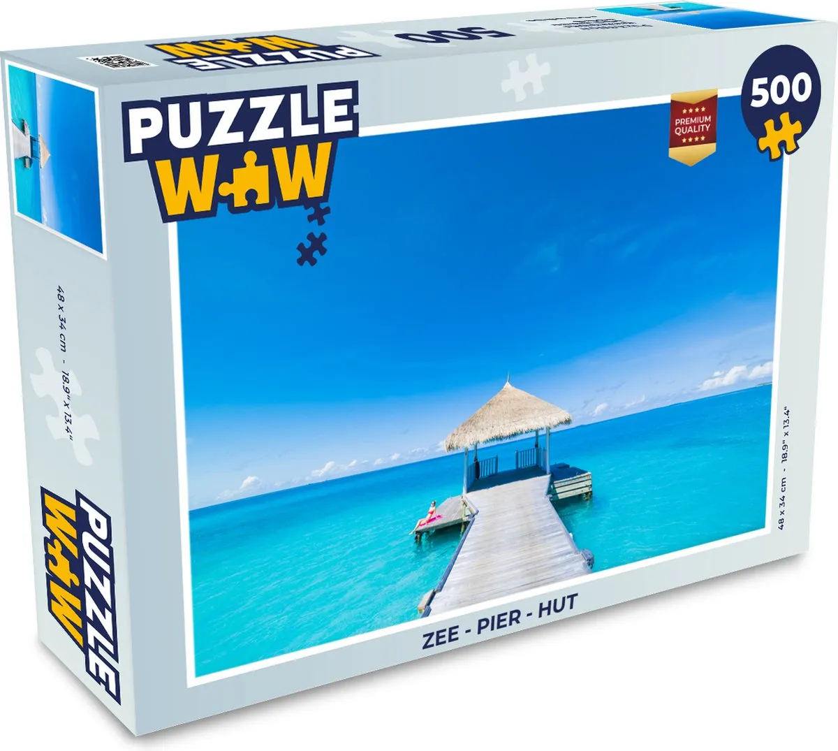 PuzzleWow Zee - Pier - Hut Legpuzzel 500 Stuks - Multicolor