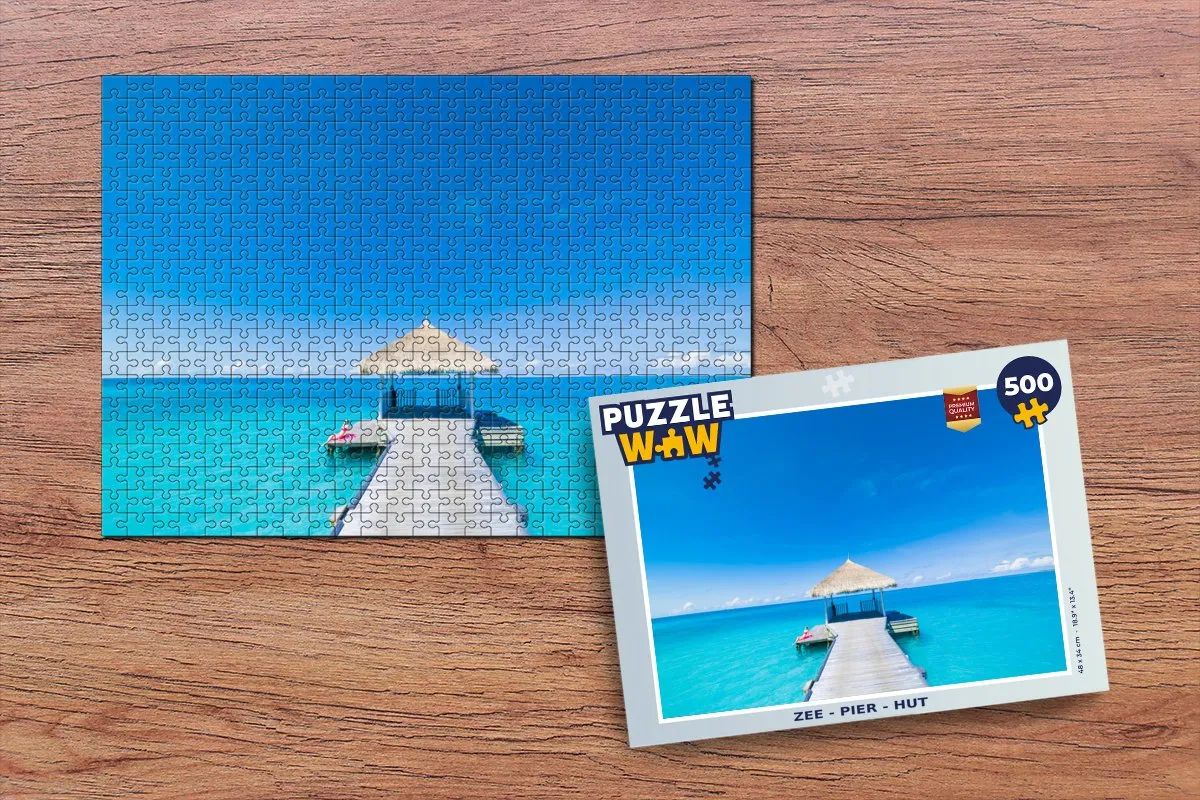 PuzzleWow Zee - Pier - Hut Legpuzzel 500 Stuks - Multicolor