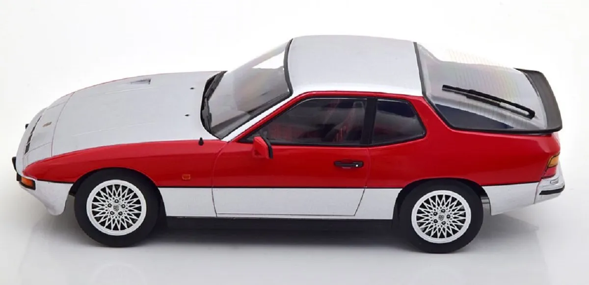 Porsche 924 Turbo 1986 KK Scale - 1:18 - Zilver/Rood