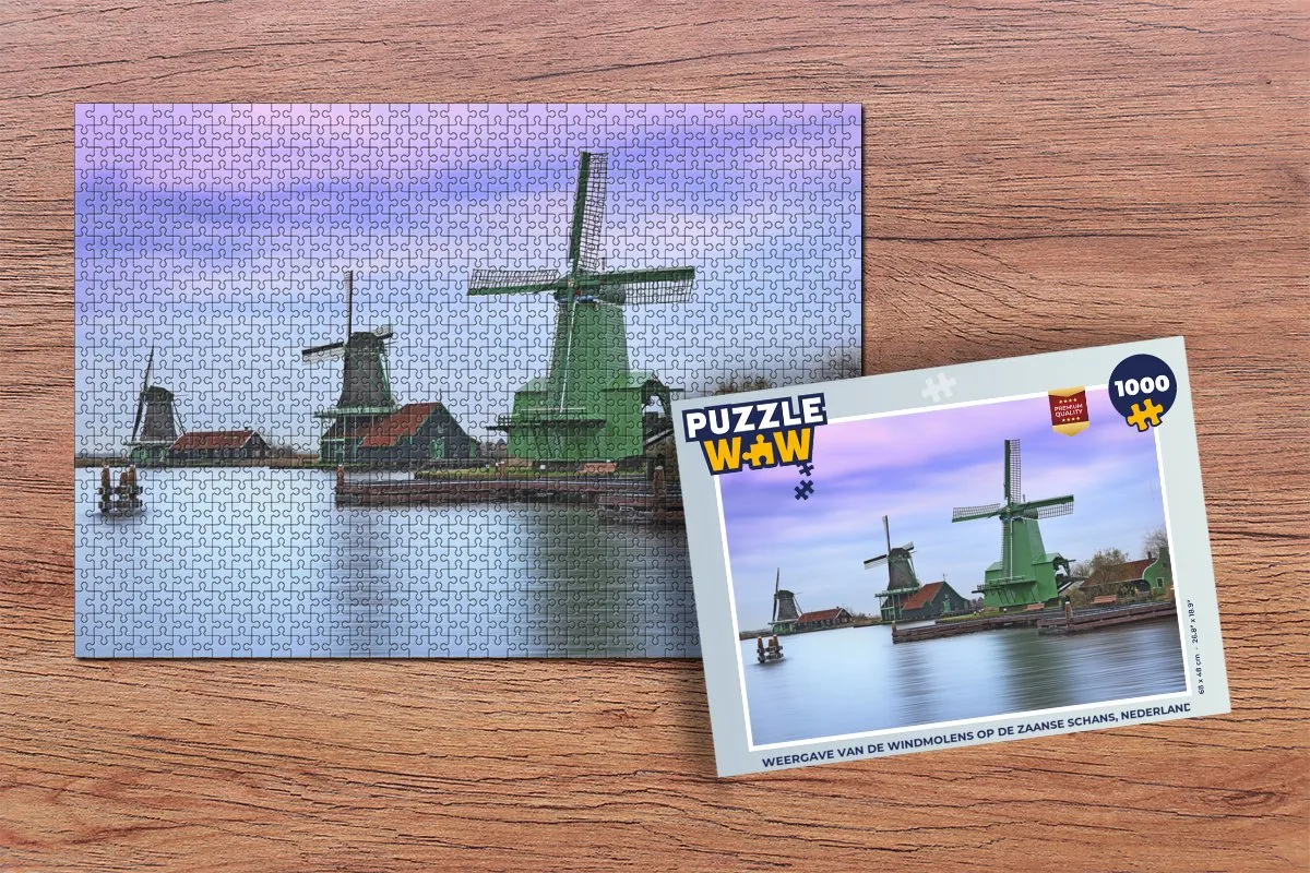 PuzzleWow Zaanse Schans Windmolens Legpuzzel 1000 Stuks - Multicolor