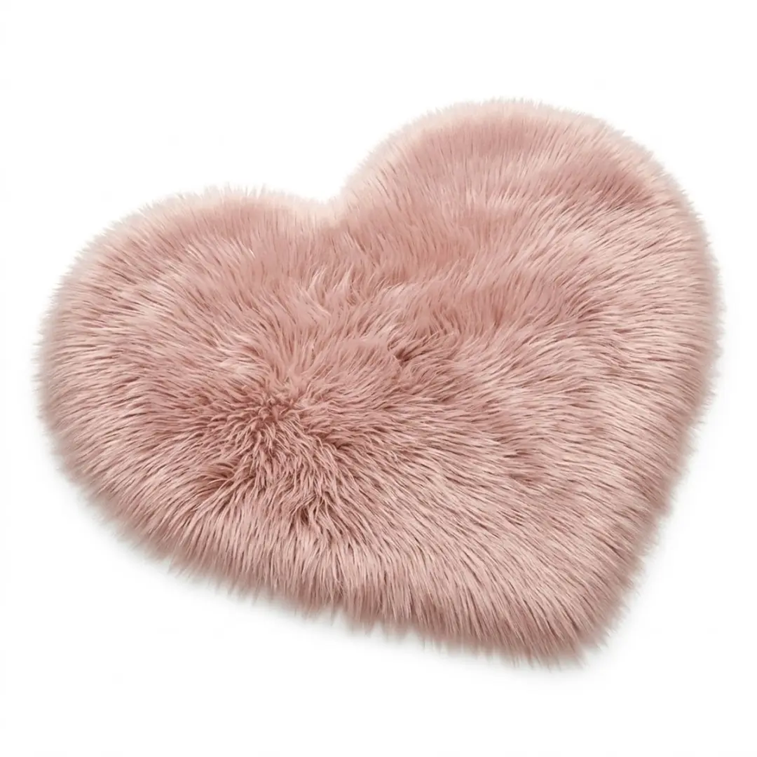 Roze hartvormig pluche vloerkleed 40 x 40 cm zacht fluffy vloermat decoratief kleed voor woonkamer slaapkamer en kantoor binnengebruik