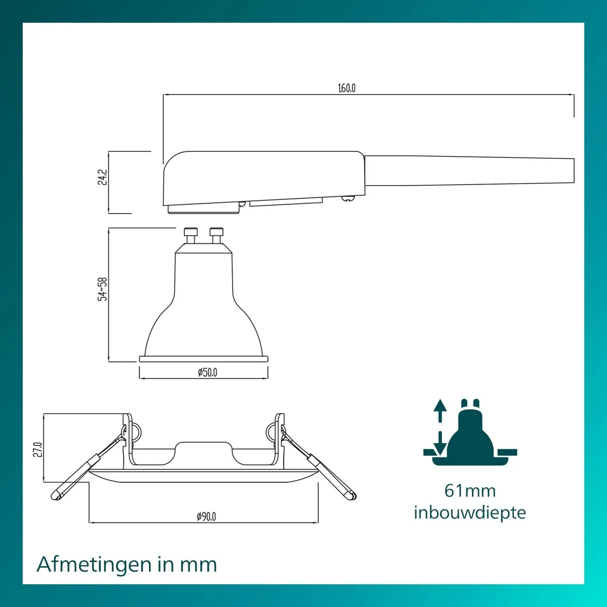 Philips Peridot Inbouwspot GU10 7W - Nikkel