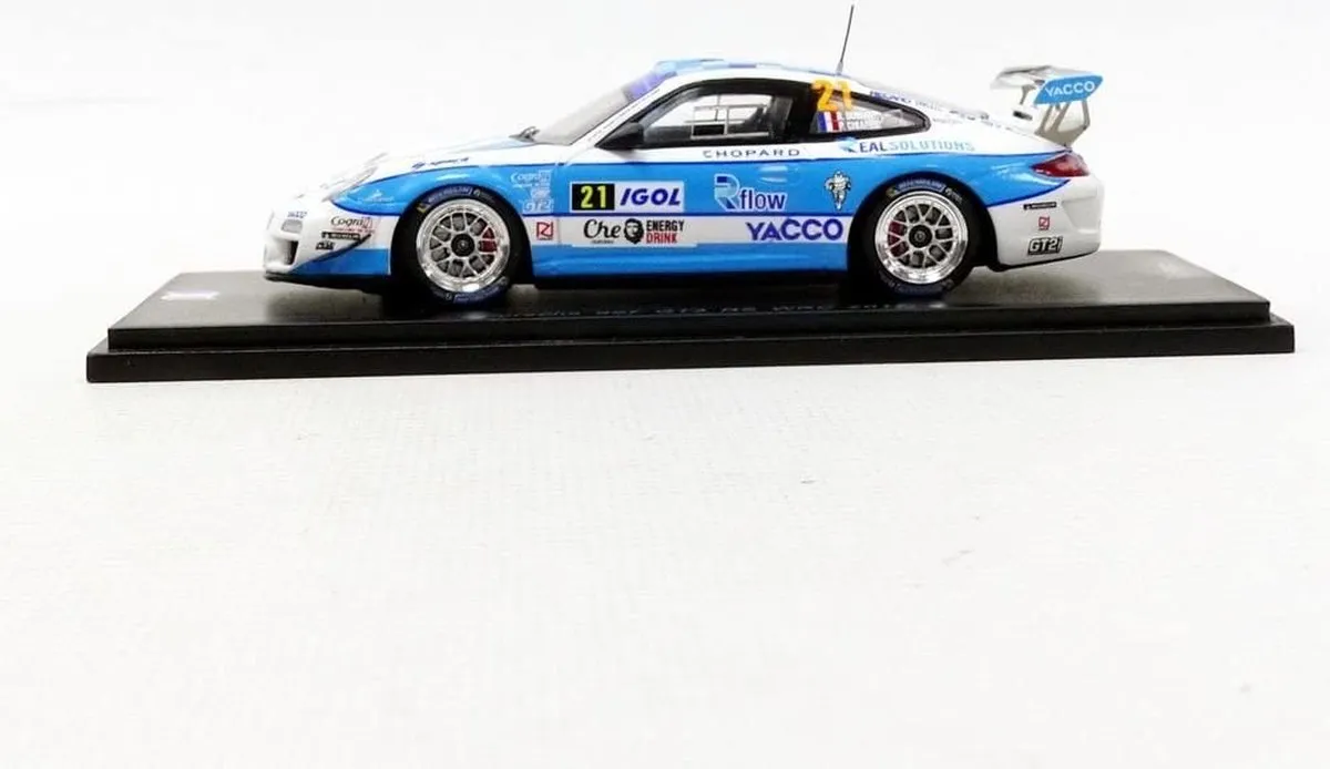 Porsche 997 GT3 RS #21 WRC 2017 1:43 Spark - Blauw/Wit