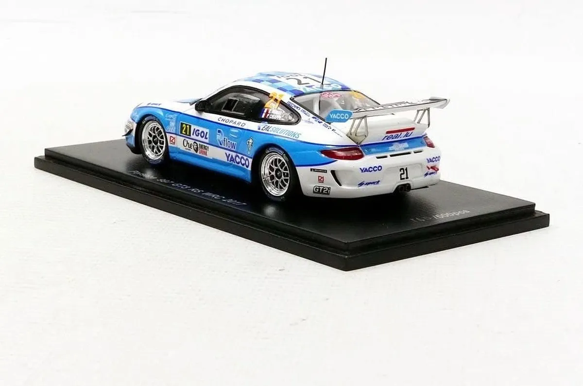 Porsche 997 GT3 RS #21 WRC 2017 1:43 Spark - Blauw/Wit