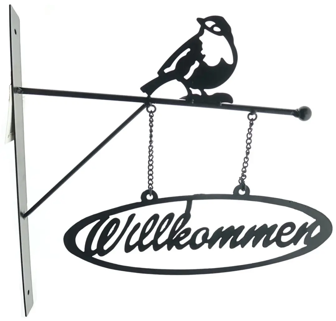 Esschert Design Wandbord Welkom met Mus zwart mat