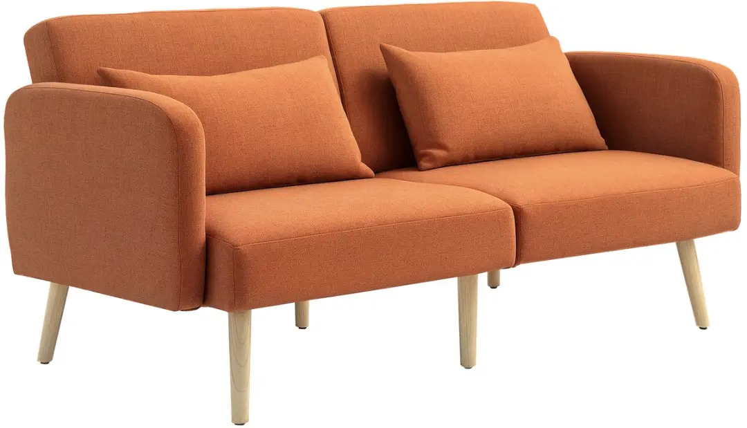 HOMCOM-Bankbed-Linnen effect stof-170x83x80cm-Bruin