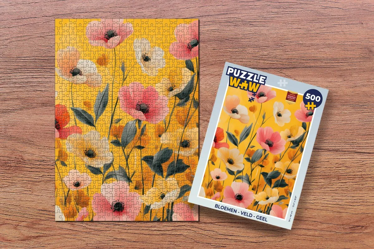 PuzzleWow Bloemen Veld Legpuzzel 500 Stuks - Geel