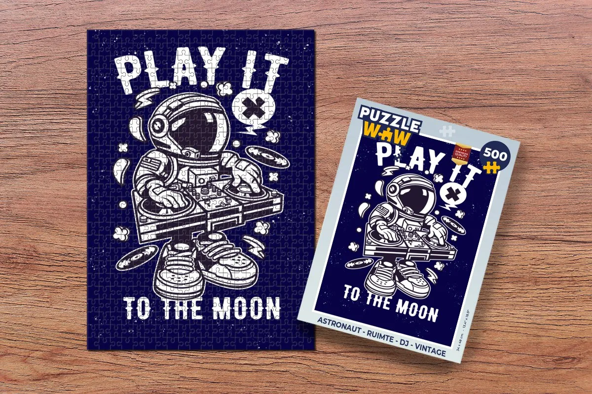 PuzzleWow Astronaut DJ Vintage Legpuzzel 500 Stuks - Multicolor