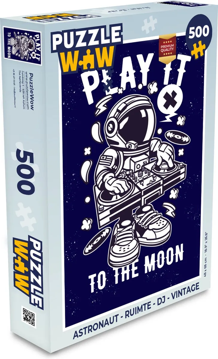 PuzzleWow Astronaut DJ Vintage Legpuzzel 500 Stuks
