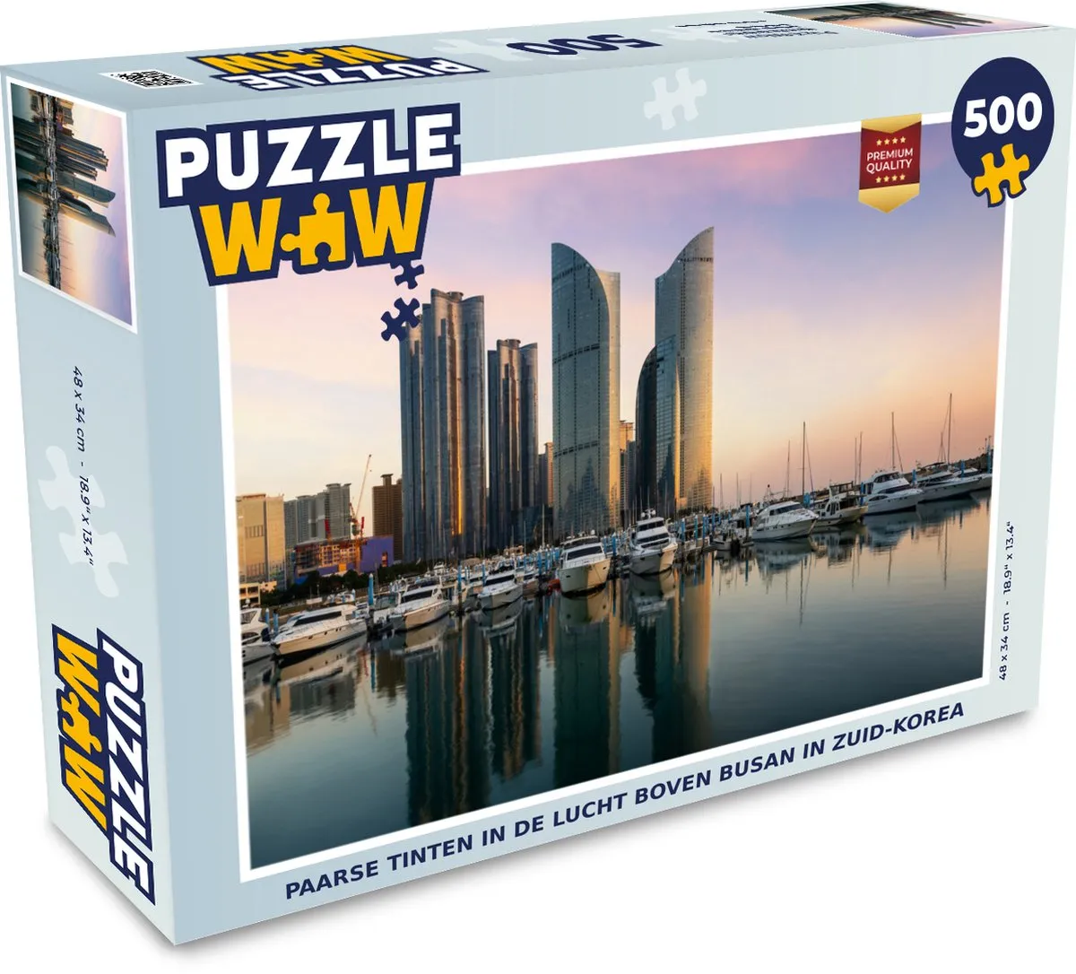 PuzzleWow Legpuzzel 500 Stuks - Paarse tinten boven Busan - Multicolor