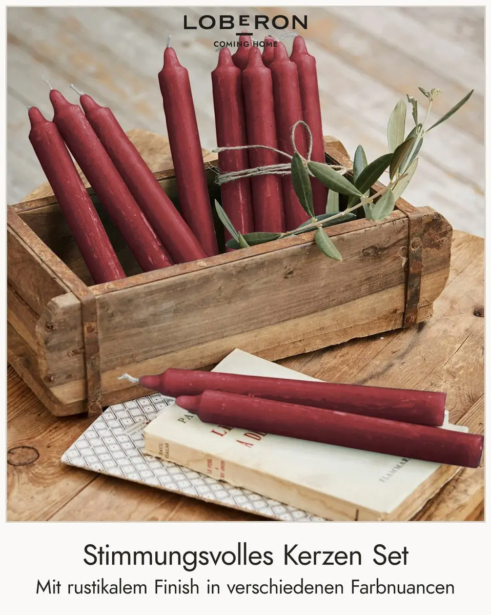 Loberon Bauceau Kaarsen - 12 Stuks Rood - afbeelding 2 van 4