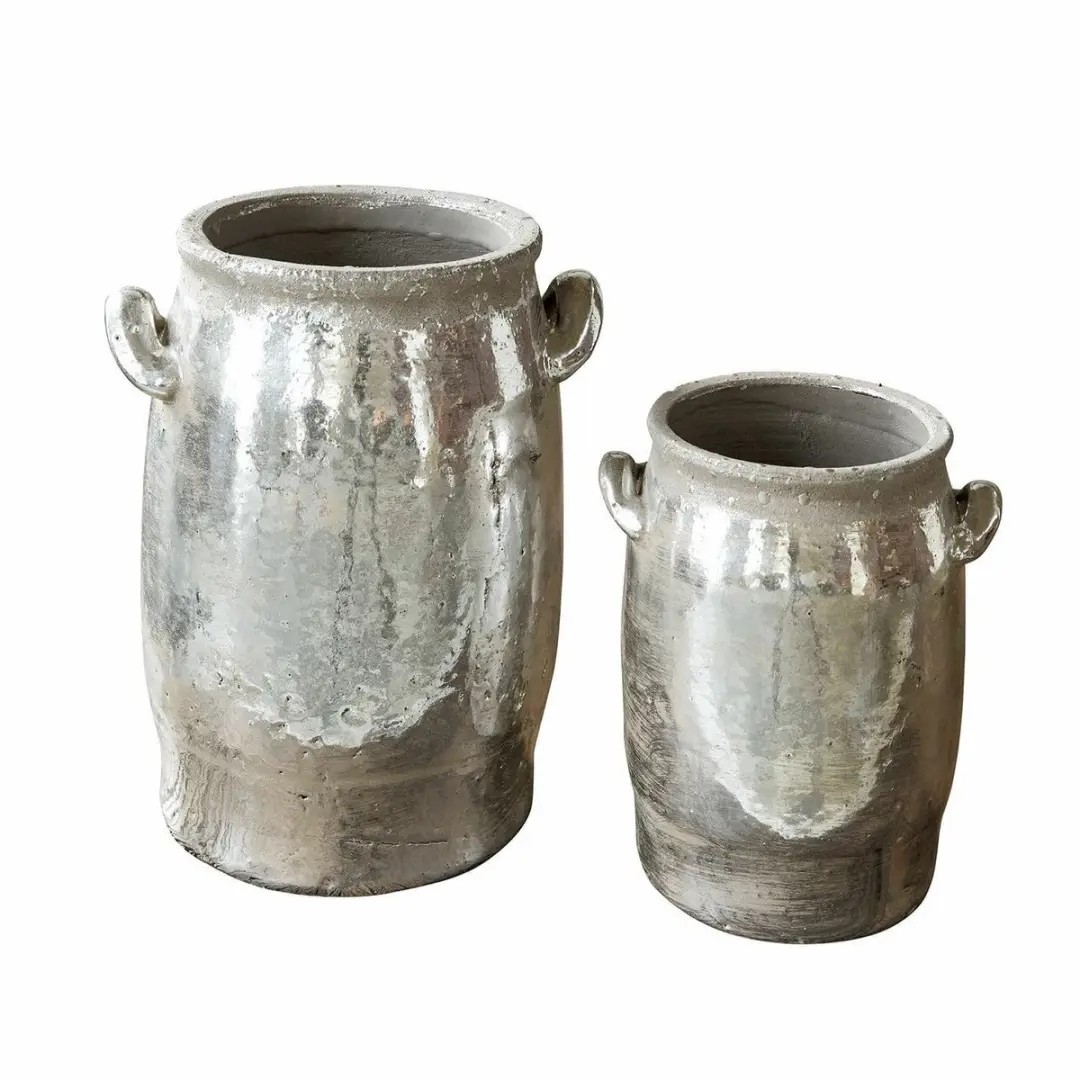 Loberon Vaas Set 2 Stuks - Zilverkleurig - afbeelding 4 van 6