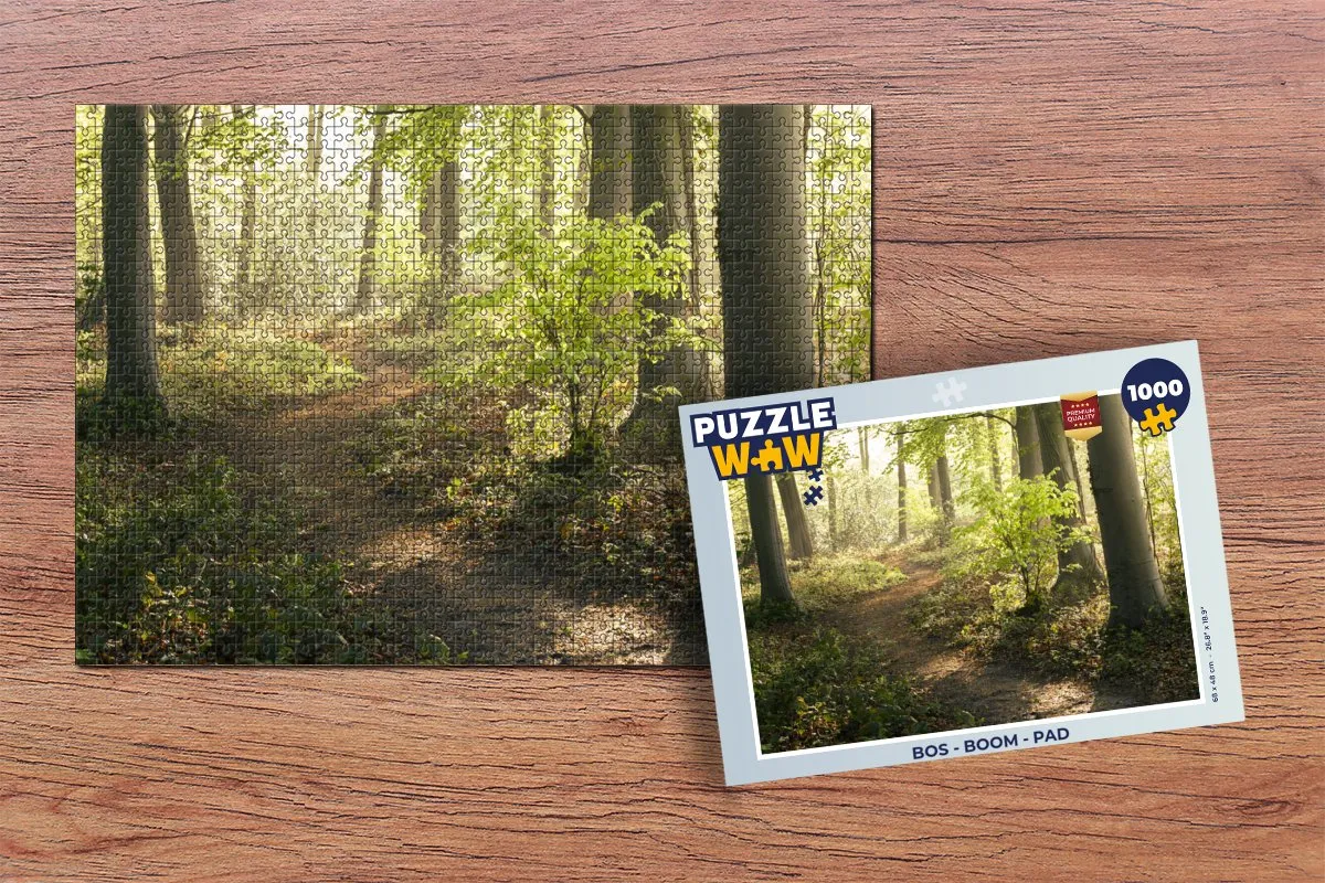PuzzleWow Bos Bomen Pad Zon Planten Bladeren Natuur Legpuzzel 1000 Stuks - Multicolor