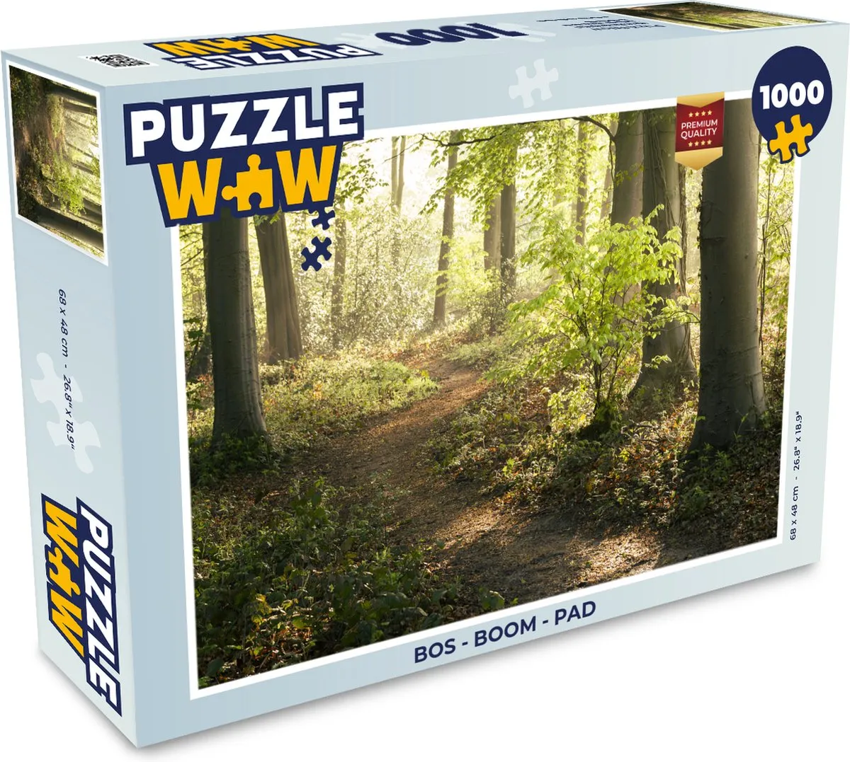 PuzzleWow Bos Bomen Pad Zon Planten Bladeren Natuur Legpuzzel 1000 Stuks