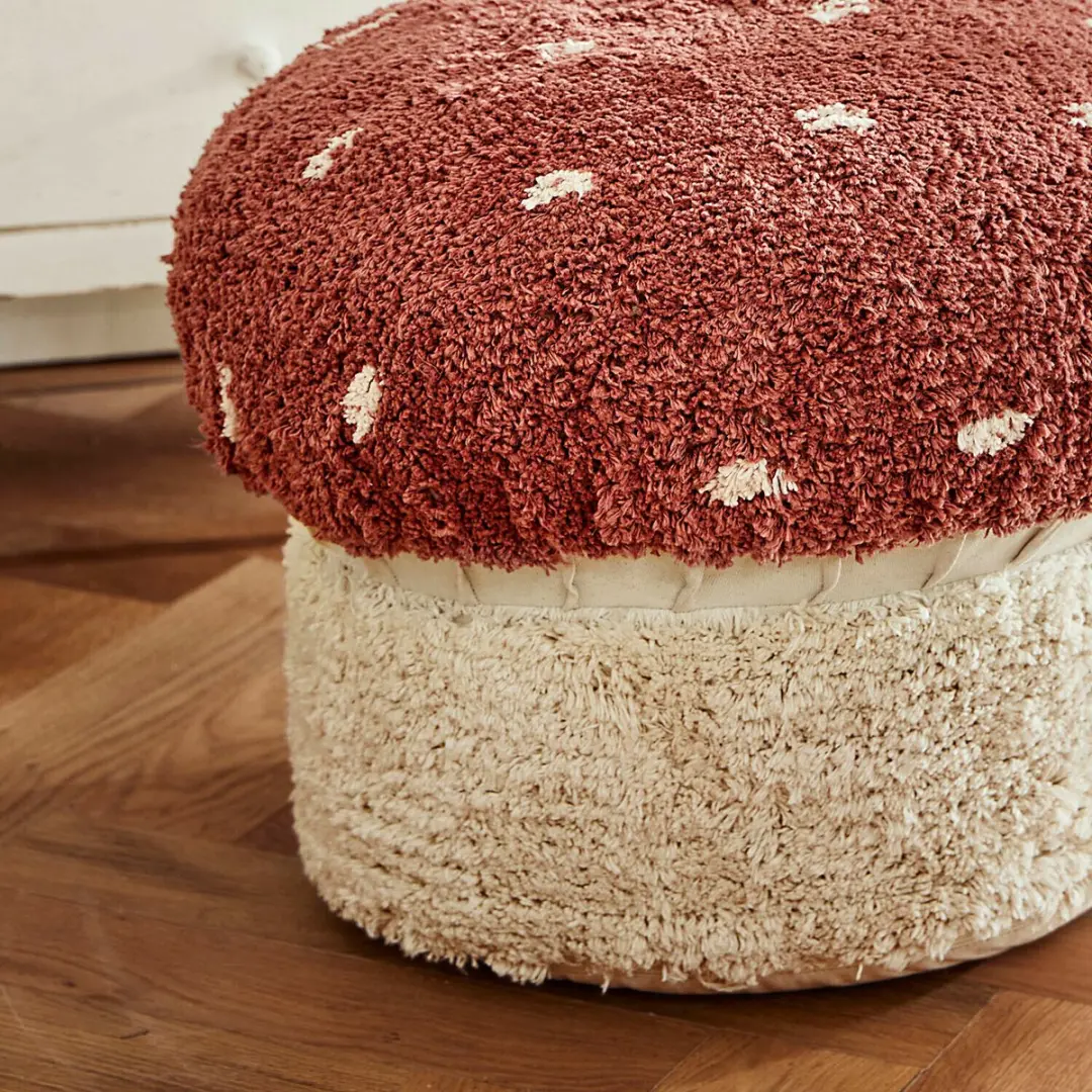 Loberon Norilie Poef - rood/wit - afbeelding 4 van 4