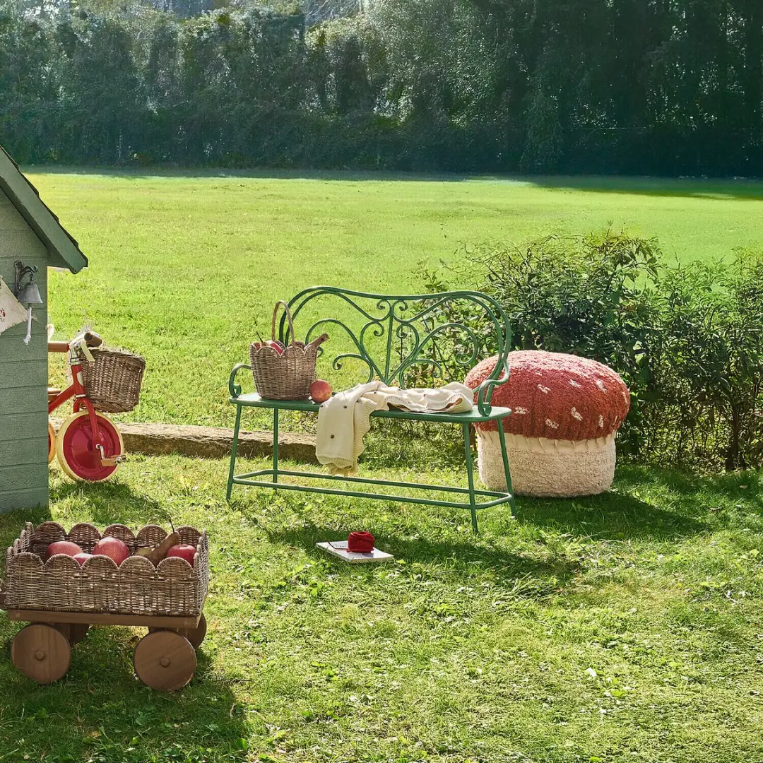 Loberon Norilie Poef - rood/wit - afbeelding 2 van 4