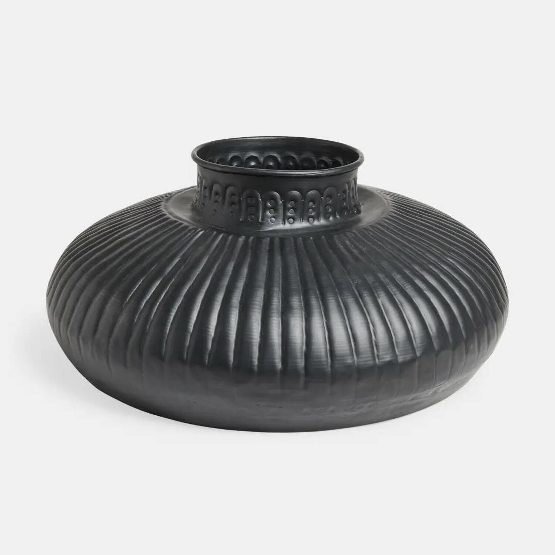 Loberon Myrkja Vaas - 2 Stuks - Ø42cm - Zwart - afbeelding 2 van 5