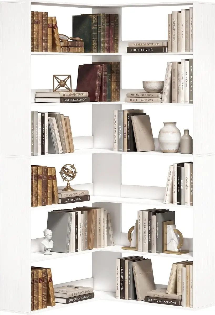 HOMCOM Bookshelf-Spanplatte-90L x 90B x 180H cm-Weiß