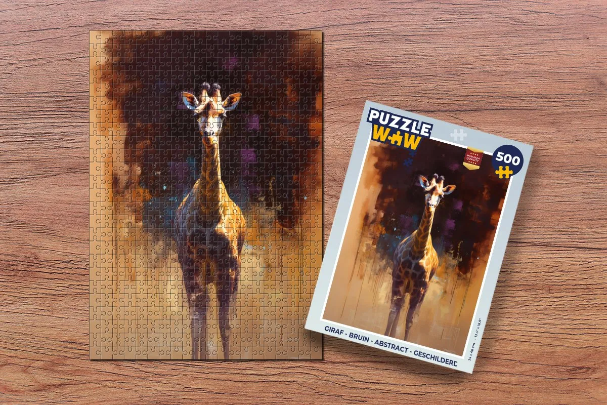 PuzzleWow Giraf Legpuzzel 500 Stuks - Abstract - Bruin
