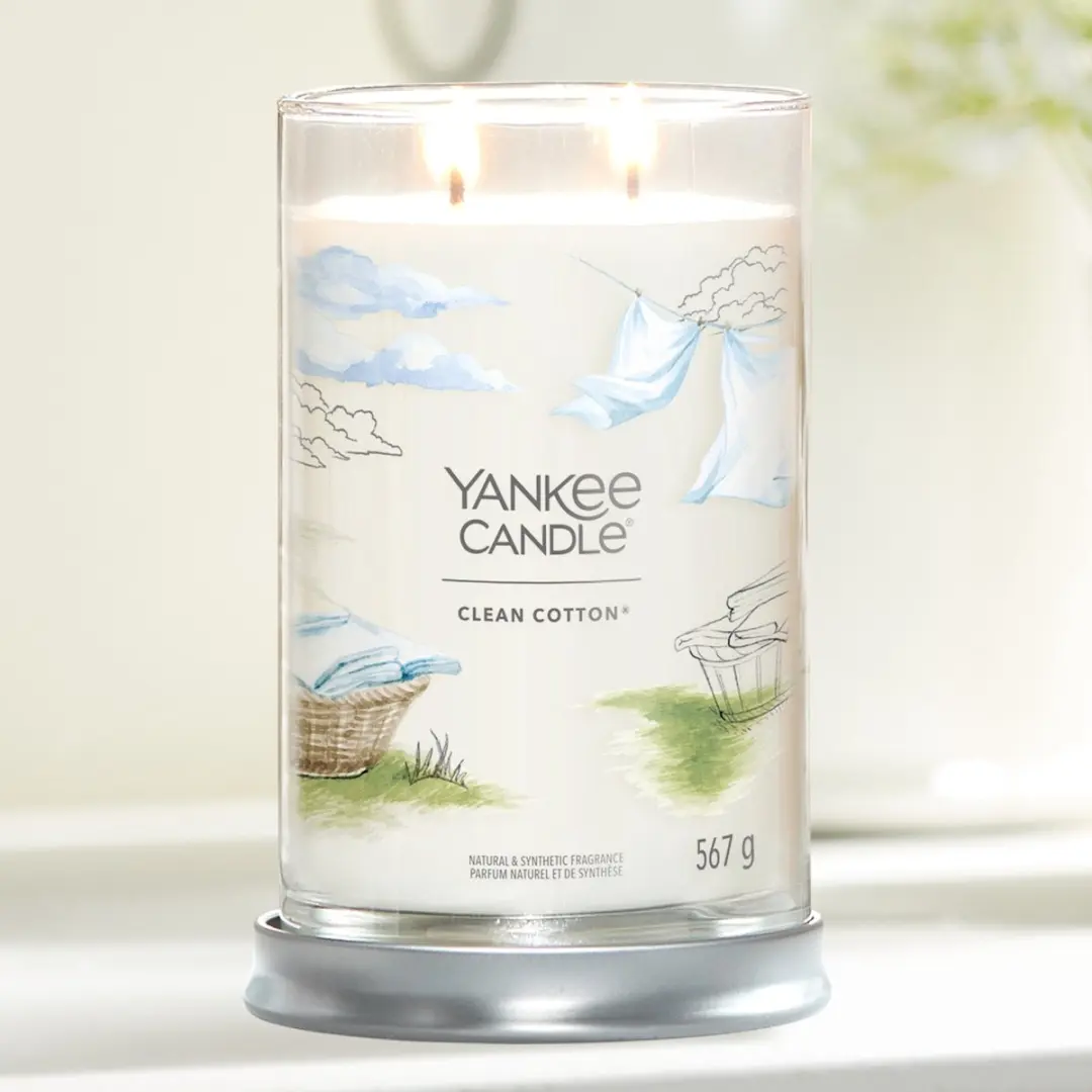 Yankee Candle Clean Cotton Large Tumbler Geurkaars - 100 Branduren - afbeelding 5 van 6
